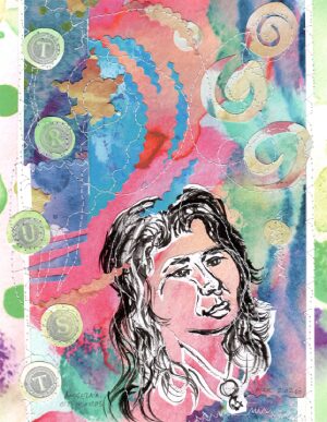 "TRUST (Intuition)" Sewn Collage Portrait - 5"x7" Giclee Print on Lustre Photo Paper